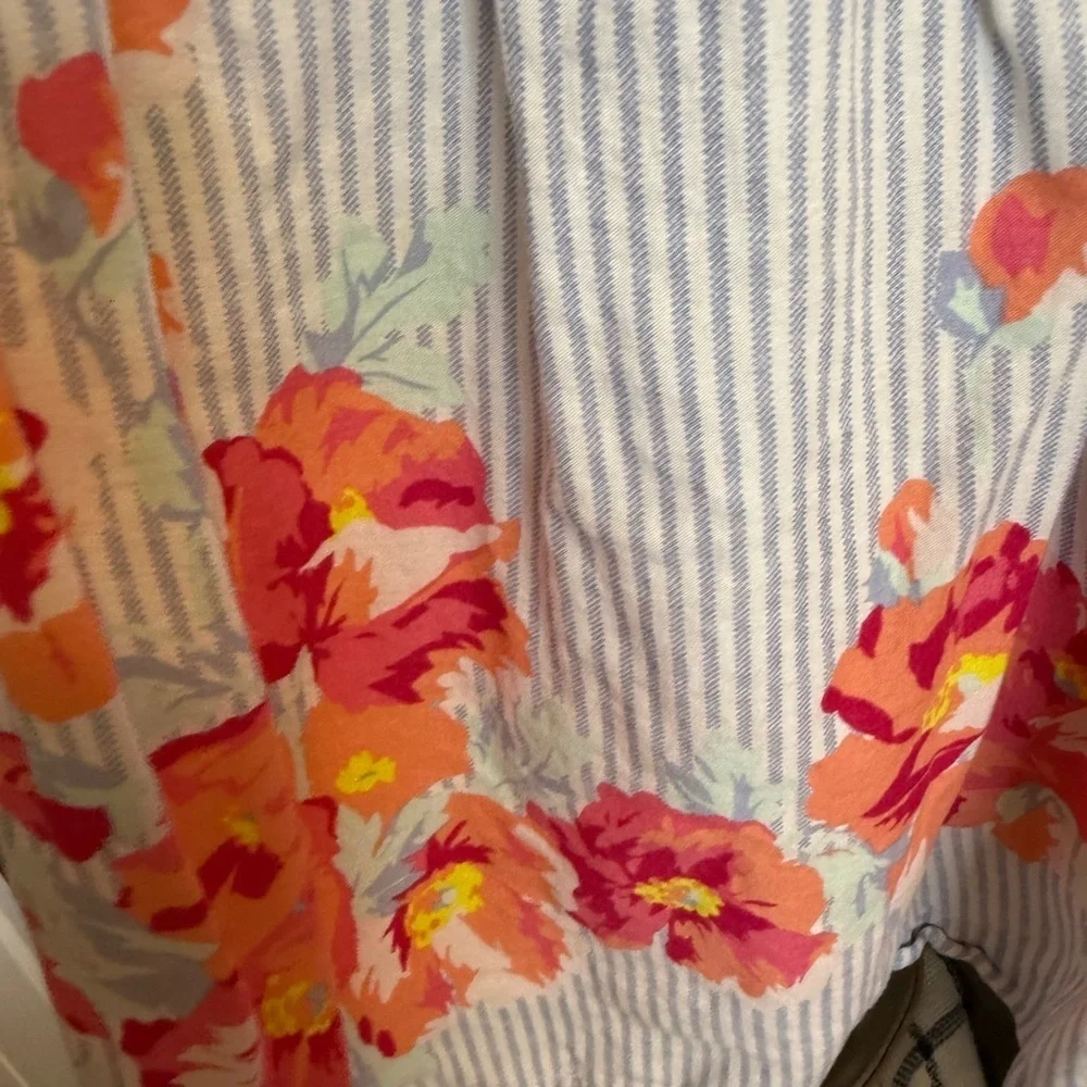 GAP Kids Dress with Pink Floral and Gray Stripes Size 5